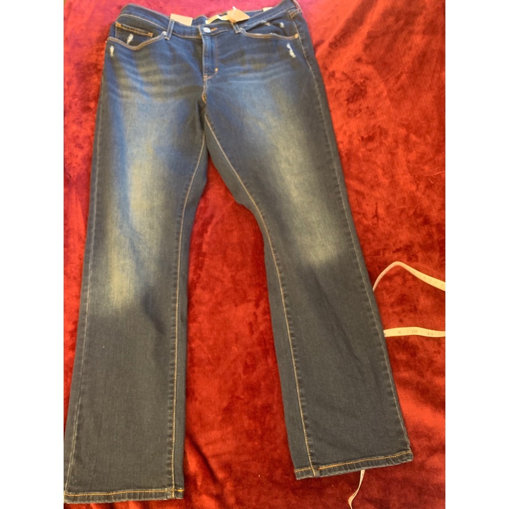 Levis Classic Straight Jeans Womens 14M Medium Wash Distressed Denim